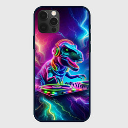 Чехол iPhone 12 Pro Tyrannosaur DJ - neon glow