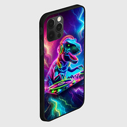 Чехол для iPhone 12 Pro Tyrannosaur DJ - neon glow, цвет: 3D-черный — фото 2