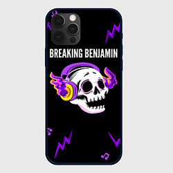 Чехол iPhone 12 Pro Breaking Benjamin неоновый череп