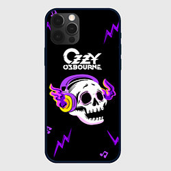 Чехол для iPhone 12 Pro Ozzy Osbourne неоновый череп, цвет: 3D-черный