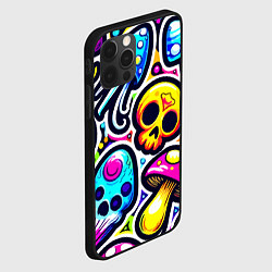 Чехол для iPhone 12 Pro Композиция из черепов и грибов - нейроарт, цвет: 3D-черный — фото 2