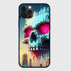 Чехол iPhone 12 Pro Cool pixel skull - ai art fantasy