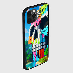 Чехол для iPhone 12 Pro Minecraft skull - ai art fantasy, цвет: 3D-черный — фото 2