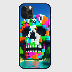 Чехол для iPhone 12 Pro Minecraft landscape with skull - ai art fantasy, цвет: 3D-черный