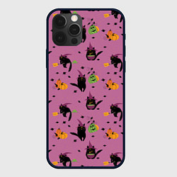 Чехол для iPhone 12 Pro Хэллоуин и кот ведьмы, цвет: 3D-черный