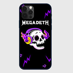 Чехол iPhone 12 Pro Megadeth неоновый череп