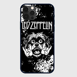 Чехол для iPhone 12 Pro Led Zeppelin рок пес, цвет: 3D-черный