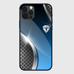 Чехол для iPhone 12 Pro Tesla carbon steel, цвет: 3D-черный