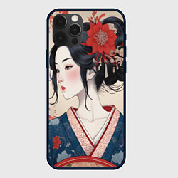 Чехол для iPhone 12 Pro Искусство японская девушка, цвет: 3D-черный