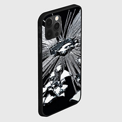 Чехол для iPhone 12 Pro Серебряная абстрактная фигура на черном фоне, цвет: 3D-черный — фото 2