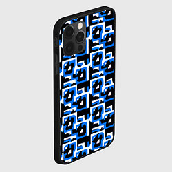 Чехол для iPhone 12 Pro Бело-синие фигуры на чёрном фоне, цвет: 3D-черный — фото 2