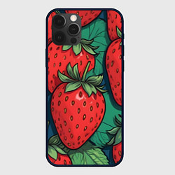 Чехол для iPhone 12 Pro Аппетитные клубнички, цвет: 3D-черный