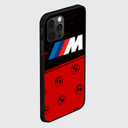 Чехол для iPhone 12 Pro Bmw m5 - красная текстура, цвет: 3D-черный — фото 2