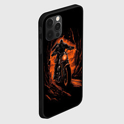 Чехол для iPhone 12 Pro Мотоциклист с черепом, цвет: 3D-черный — фото 2