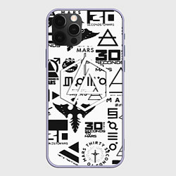 Чехол для iPhone 12 Pro Linkin park pattern 30 second to mars, цвет: 3D-светло-сиреневый