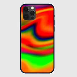Чехол для iPhone 12 Pro Неоновые разводы краски, цвет: 3D-черный