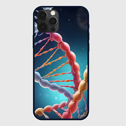 Чехол для iPhone 12 Pro Разноцветный ДНК, цвет: 3D-черный