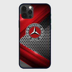 Чехол iPhone 12 Pro Mercedes benz текстура метал