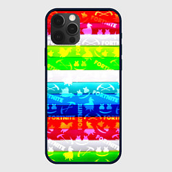 Чехол для iPhone 12 Pro Fortnite color line, цвет: 3D-черный