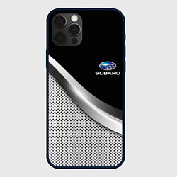 Чехол для iPhone 12 Pro Subaru metal steel, цвет: 3D-черный