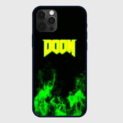 Чехол для iPhone 12 Pro Doom кислотное лого огонь, цвет: 3D-черный