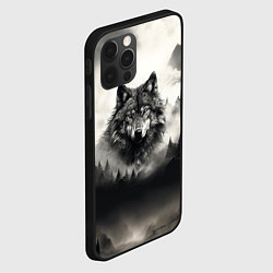 Чехол для iPhone 12 Pro Голова серого волка, цвет: 3D-черный — фото 2