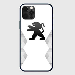 Чехол для iPhone 12 Pro Peugeot white poly, цвет: 3D-черный