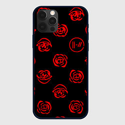 Чехол iPhone 12 Pro Twenty one pilots rose pattern