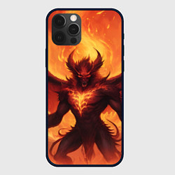 Чехол для iPhone 12 Pro Страшный огненный монстр, цвет: 3D-черный