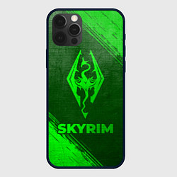 Чехол для iPhone 12 Pro Skyrim - green gradient, цвет: 3D-черный