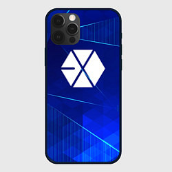 Чехол для iPhone 12 Pro Exo blue poly, цвет: 3D-черный