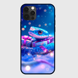 Чехол для iPhone 12 Pro Новогодняя змейка с подарком, цвет: 3D-черный