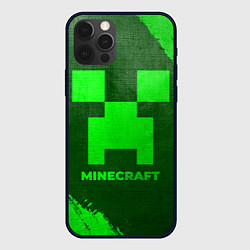 Чехол для iPhone 12 Pro Minecraft - green gradient, цвет: 3D-черный