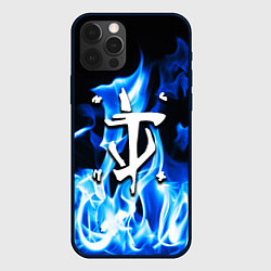 Чехол для iPhone 12 Pro Doom fire logo steel, цвет: 3D-черный