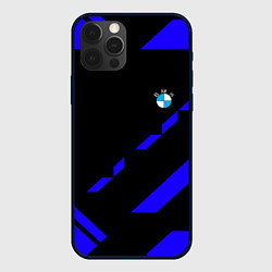 Чехол для iPhone 12 Pro BMW blue geometry, цвет: 3D-черный