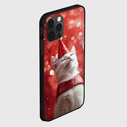 Чехол для iPhone 12 Pro Новогодняя довольный котик, цвет: 3D-черный — фото 2