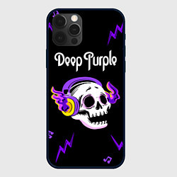 Чехол для iPhone 12 Pro Deep Purple неоновый череп, цвет: 3D-черный