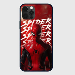 Чехол iPhone 12 Pro Spider-man red background