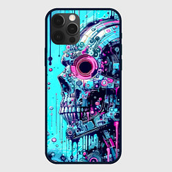 Чехол iPhone 12 Pro Cyber skull - blots sketch