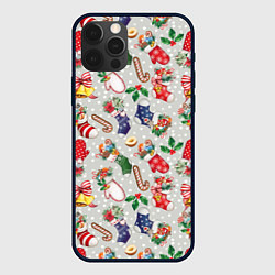 Чехол для iPhone 12 Pro Christmas Pattern, цвет: 3D-черный