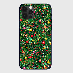 Чехол для iPhone 12 Pro Разноцветные шары на ёлке, цвет: 3D-черный