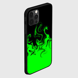 Чехол для iPhone 12 Pro Абстрактный зеленый огонь, цвет: 3D-черный — фото 2
