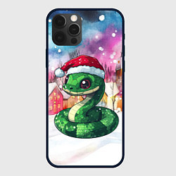 Чехол для iPhone 12 Pro Змейка в деревне - символ 2025, цвет: 3D-черный