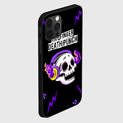 Чехол для iPhone 12 Pro Five Finger Death Punch неоновый череп, цвет: 3D-черный — фото 2