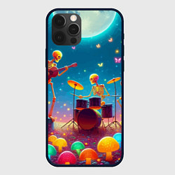 Чехол для iPhone 12 Pro Квинтет скелетов музицирует на грибной поляне, цвет: 3D-черный