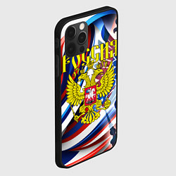 Чехол для iPhone 12 Pro Герб России на фоне цветов флага, цвет: 3D-черный — фото 2