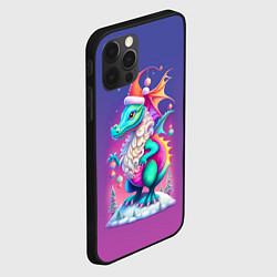 Чехол для iPhone 12 Pro Новогодний дракончик - нейроарт, цвет: 3D-черный — фото 2
