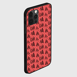 Чехол для iPhone 12 Pro Новогодние звери на красном, цвет: 3D-черный — фото 2