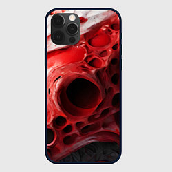 Чехол для iPhone 12 Pro Красно-белая абстрактная структура, цвет: 3D-черный