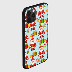 Чехол для iPhone 12 Pro Новогодний паттерн с Сантой и подарками, цвет: 3D-черный — фото 2